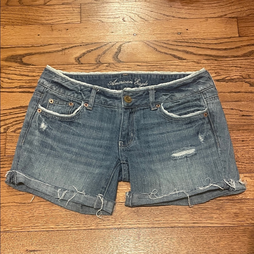 American Eagle Outfitters Distressed Blue Jean Shorts